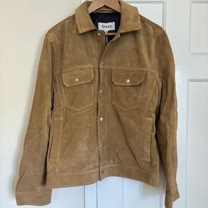 Quince Mens Suede Trucker, Cognac Color, Size Medium (runs small)